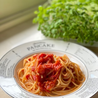 生トマトで一気作りのトマトパスタ